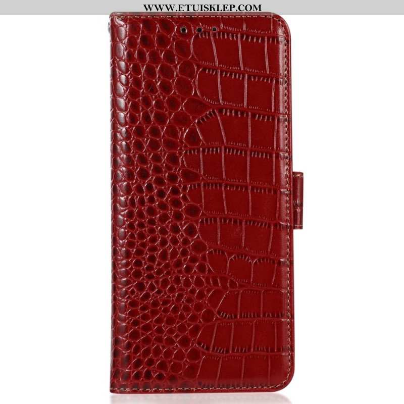 Skórzany Futerał do OnePlus Nord 2T 5G Prawdziwa Skóra W Stylu Krokodyla Rfid